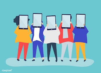 Character illustration of people holding digi.. | Free stock vector - 478525