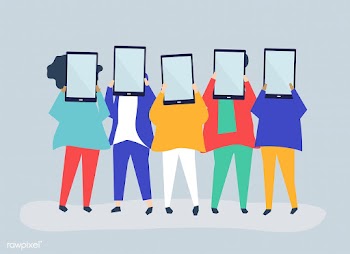 Character illustration of people holding digi.. | Free stock vector - 479050