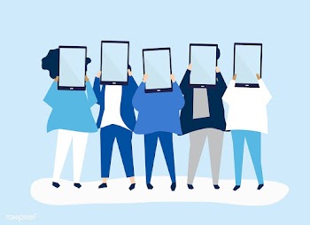 Character illustration of people holding digi.. | Free stock vector - 479597