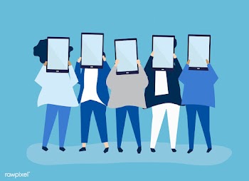 Character illustration of people holding digi.. | Free stock vector - 480710