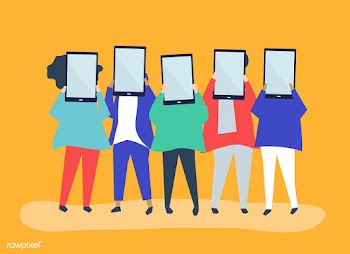 Character illustration of people holding digi.. | Free stock vector - 480817