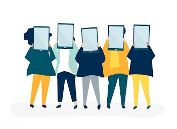 Character illustration of people holding digi.. | Free stock vector - 534586