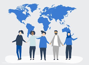 Character illustration of people with a world.. | Free stock vector - 480153