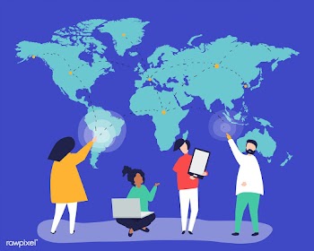 Character illustration of people with global .. | Free stock vector - 478370