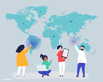 Character illustration of people with global .. | Free stock vector - 479474