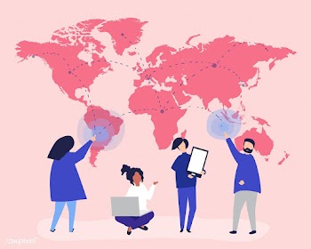 Character illustration of people with global .. | Free stock vector - 479513