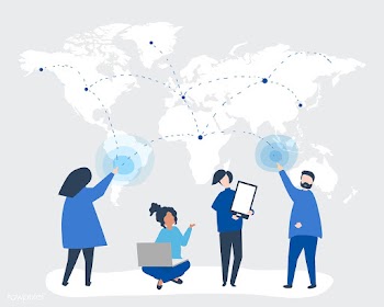 Character illustration of people with global .. | Free stock vector - 479533