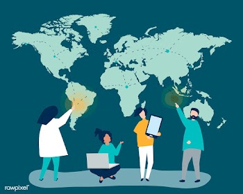 Character illustration of people with global .. | Free stock vector - 479545