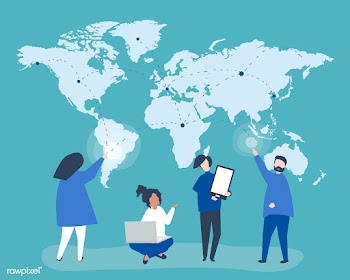 Character illustration of people with global .. | Free stock vector - 479569