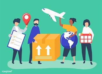 Character illustration of people with package.. | Free stock vector - 479275