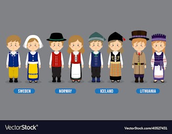 character in different national costumes