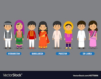 character in different national costumes