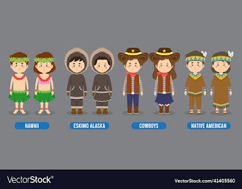 character in different national costumes