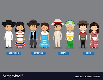 character in different national costumes