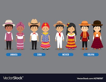 character in different national costumes