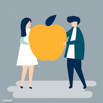 Character of a couple holding an apple illust.. | Free stock vector - 455253