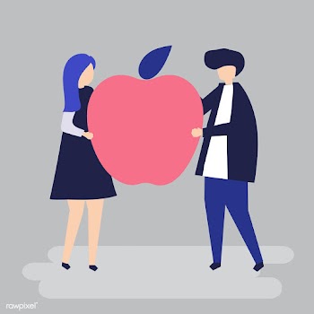 Character of a couple holding an apple illust.. | Free stock vector - 455261