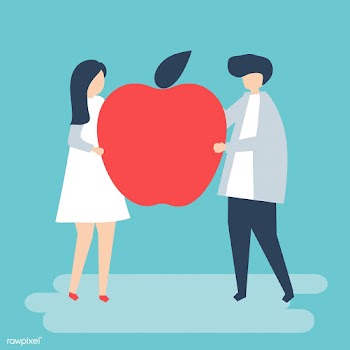 Character of a couple holding an apple illust.. | Free stock vector - 455292