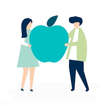 Character of a couple holding an apple illust.. | Free stock vector - 455297