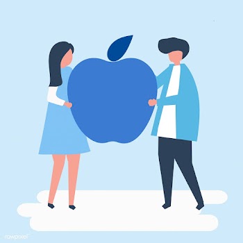 Character of a couple holding an apple illust.. | Free stock vector - 455302