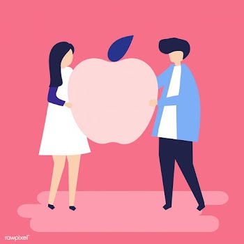 Character of a couple holding an apple illust.. | Free stock vector - 455303