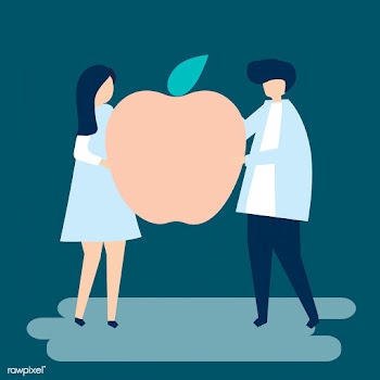 Character of a couple holding an apple illust.. | Free stock vector - 455305