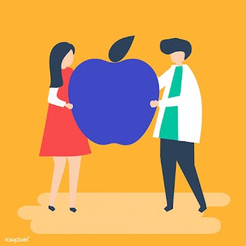 Character of a couple holding an apple illust.. | Free stock vector - 455332