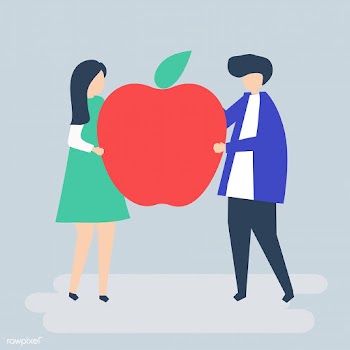 Character of a couple holding an apple illust.. | Free stock vector - 455342