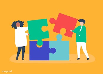 Character of a couple solving puzzle pieces i.. | Free stock vector - 456064