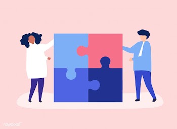 Character of a couple solving puzzle pieces i.. | Free stock vector - 456088