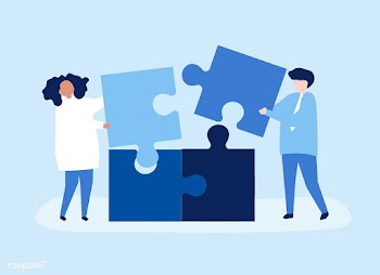 Character of a couple solving puzzle pieces i.. | Free stock vector - 456094