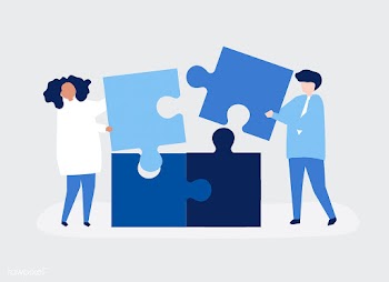 Character of a couple solving puzzle pieces i.. | Free stock vector - 456096