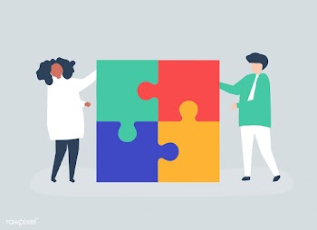 Character of a couple solving puzzle pieces i.. | Free stock vector - 456104