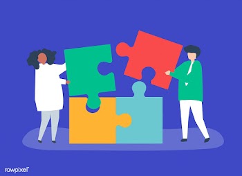 Character of a couple solving puzzle pieces i.. | Free stock vector - 456105