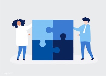 Character of a couple solving puzzle pieces i.. | Free stock vector - 456108