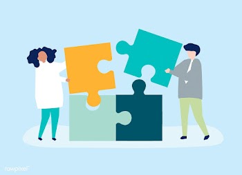 Character of a couple solving puzzle pieces i.. | Free stock vector - 456109