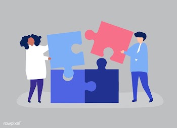 Character of a couple solving puzzle pieces i.. | Free stock vector - 456112