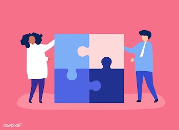 Character of a couple solving puzzle pieces i.. | Free stock vector - 456113