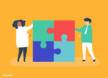 Character of a couple solving puzzle pieces i.. | Free stock vector - 456125