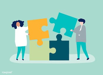 Character of a couple solving puzzle pieces i.. | Free stock vector - 456128