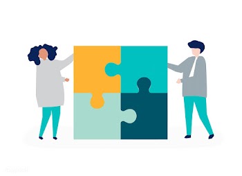 Character of a couple solving puzzle pieces i.. | Free stock vector - 456130
