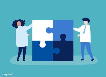 Character of a couple solving puzzle pieces i.. | Free stock vector - 456134