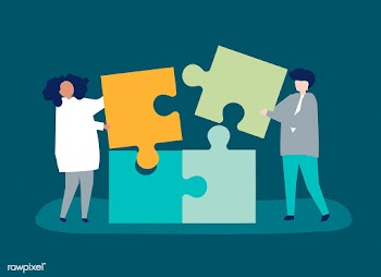 Character of a couple solving puzzle pieces i.. | Free stock vector - 456135