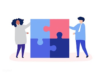 Character of a couple solving puzzle pieces i.. | Free stock vector - 456144