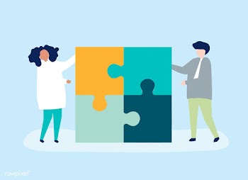 Character of a couple solving puzzle pieces i.. | Free stock vector - 456150