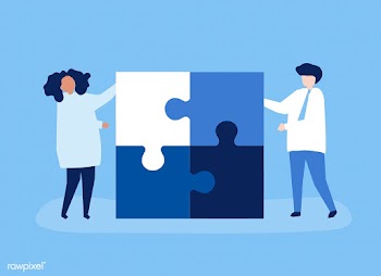 Character of a couple solving puzzle pieces i.. | Free stock vector - 456151