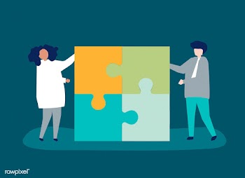 Character of a couple solving puzzle pieces i.. | Free stock vector - 456154