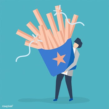 Character of a guy holding French fries illus.. | Free stock vector - 454461