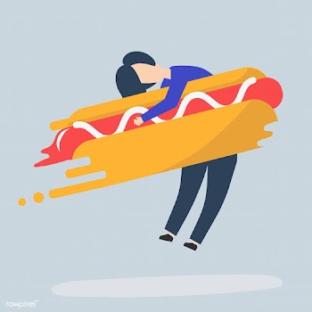 Character of a man hugging a fast food hotdog.. | Free stock vector - 456310
