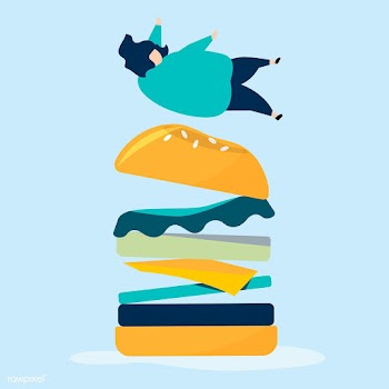 Character of a person falling on a giant hamb.. | Free stock vector - 456203